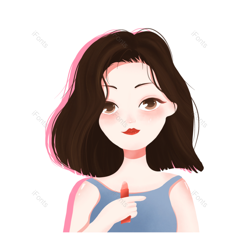 美女图片,化妆元素,美妆PNG,卡通女孩免抠素材